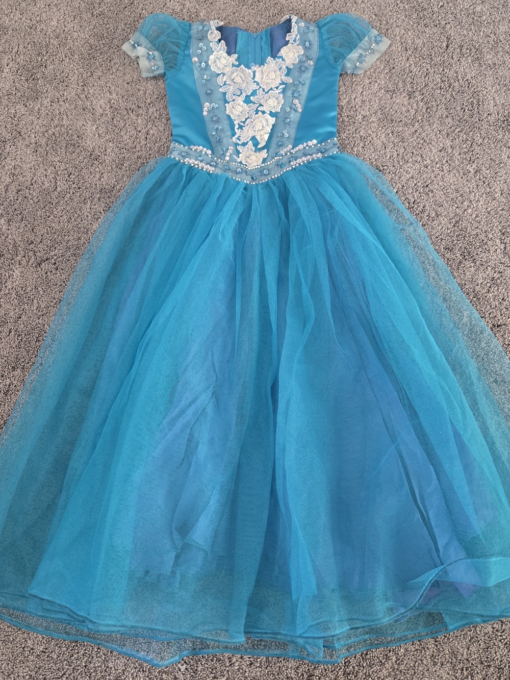 Turquoise Blue Tulle Princess Dress for Kids